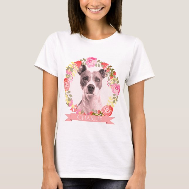 Personalised memorial floral wreath framed photo T-Shirt (Front)