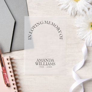 Personalised Memorial Funeral Vellum Invitations