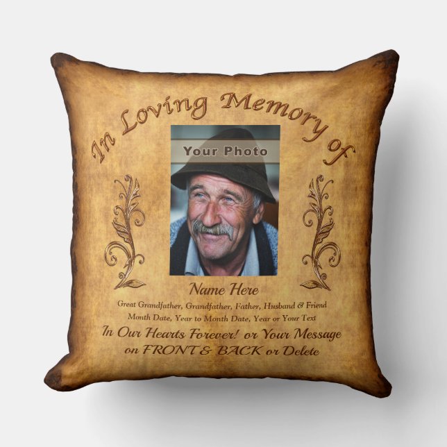 Personalised Memorial Gifts for Loss of Father Cushion (Front)