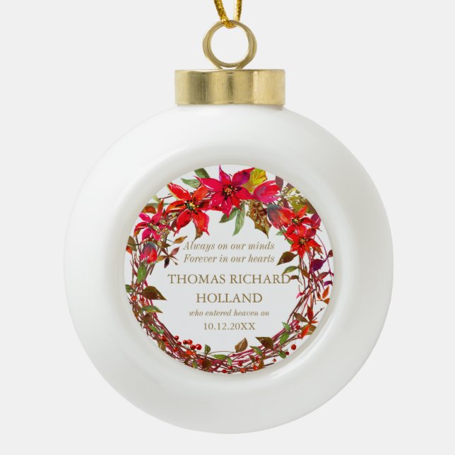 Personalised Memorial Gifts | In Loving Memory 4 Ceramic Ball Christmas Ornament (Front)
