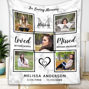 Personalised  Memorial Loving Memory Photo Collage Fleece Blanket