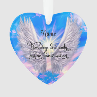 Personalised Memorial Ornament Angel Wings Heart