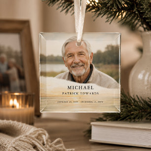 Personalised Memorial Photo Christmas Glass Tree Decoration