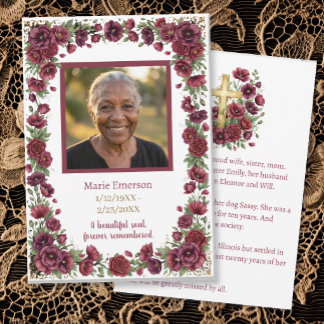 Personalised Memorial Photo Keepsake | Floral Card