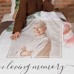  Personalised Memorial Photo Peony Floral Fleece Blanket