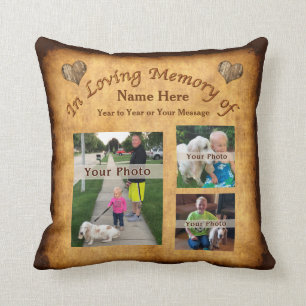 Personalised Memorial Pillow Your 3 PHOTO and TEXT