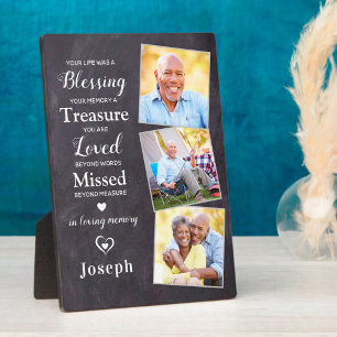 Personalised Memorial Poem Sympathy 3 Photo Plaque