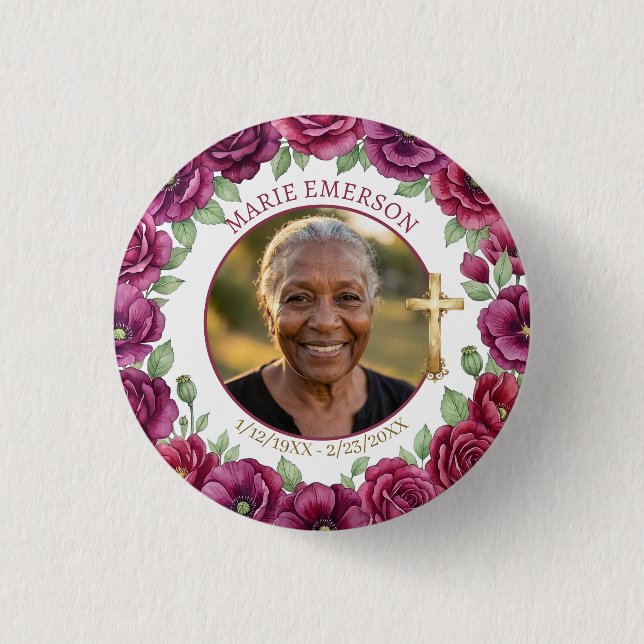 Personalised Memorial Remembering |  Photo 3 Cm Round Badge (Front)