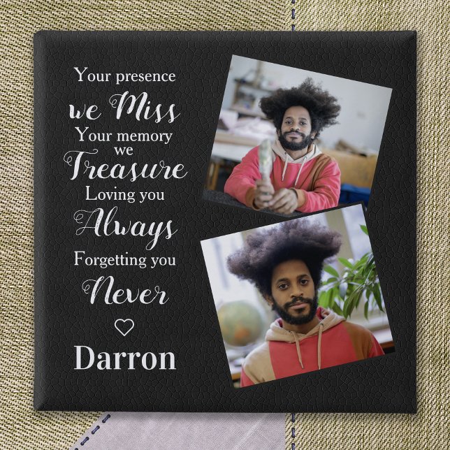 Personalised Memorial Remembrance Sympathy Photo 15 Cm Square Badge (Creator Uploaded)