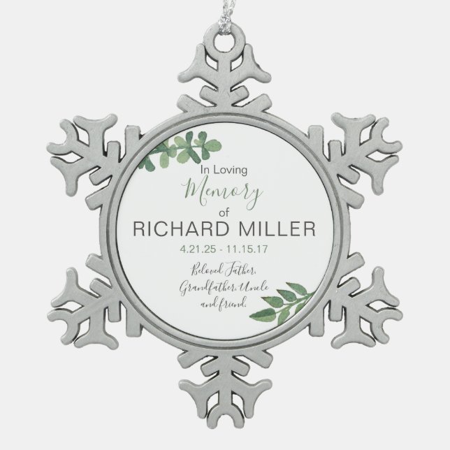 Personalised Memorial Snowflake Ornament (Front)