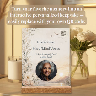 Personalised Memorial with Photo and QR Code Acrylic Sign