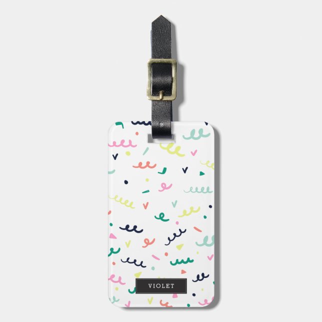 Personalised | Memphis Confetti Luggage Tag (Front Vertical)