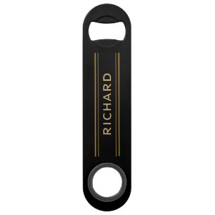 Personalised Men Gifts   Gold Black Bottle Opener