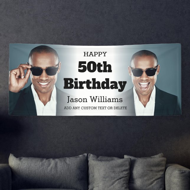 Personalised Men Photo Collage 50th Birthday Party Banner (Personalized Men Photo Collage 50th Birthday Party Banner
)