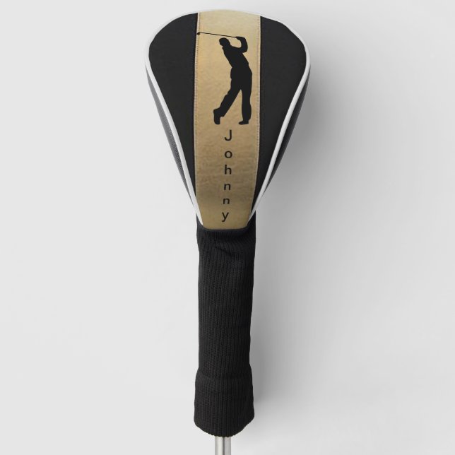 Personalised Men Silhouette Driver Golf Head Cover (Front)