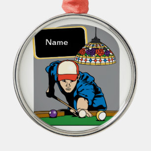 Personalised Mens Billiards Metal Tree Decoration