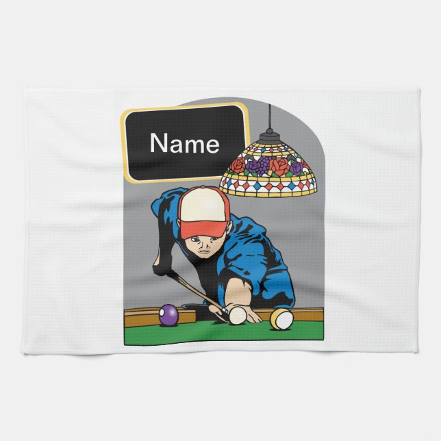 Personalised Mens Billiards Tea Towel (Horizontal)