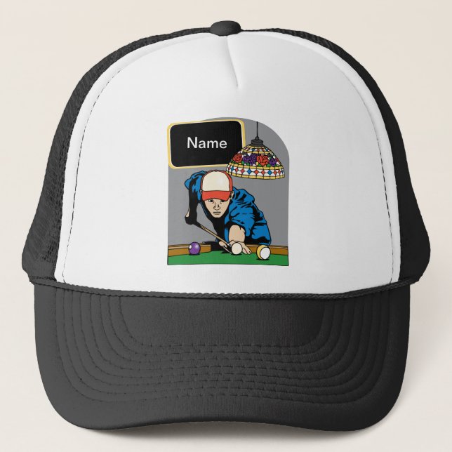 Personalised Mens Billiards Trucker Hat (Front)