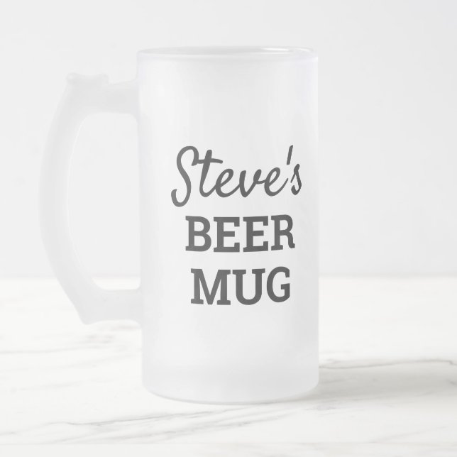 Personalised Mens Frosted Glass Beer Mug (Left)