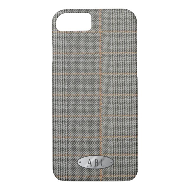 Personalised Mens Grey tweed Look Phonecase Case-Mate iPhone Case (Back)