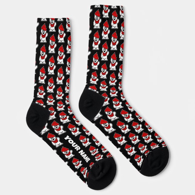 Personalised men's socks with fun polar bear print (Right)