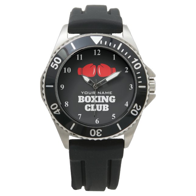 Personalised men's watch with boxing glove logo (Front)