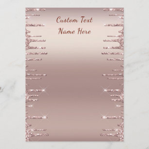 Personalised Menu Example Rose Gold Glitter Drips