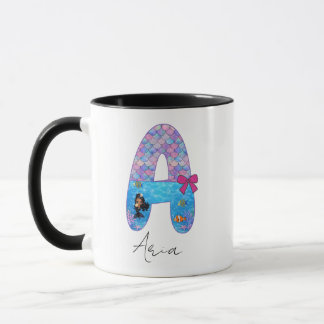 Personalised Mermaid Alphabet Letter A Mug