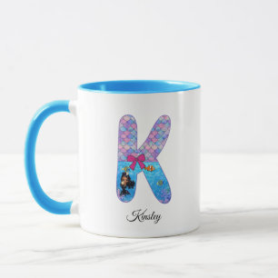 Personalised Mermaid Alphabet Letter K Mug