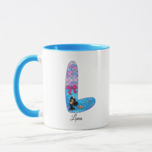 Personalised Mermaid Alphabet Letter L Mug