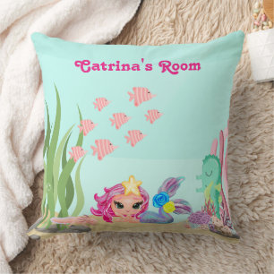 Personalised Mermaid and Axolotl Cushion