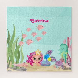 Personalised Mermaid and Axolotl Jigsaw Puzzle