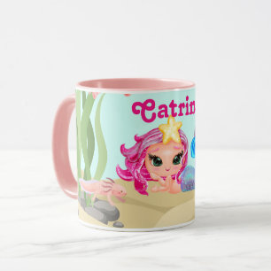 Personalised Mermaid and Axolotl Mug