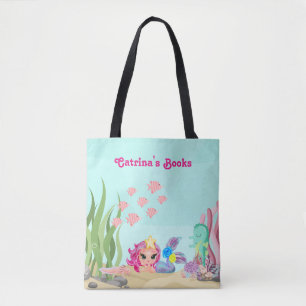 Personalised Mermaid and Axolotl Tote Bag