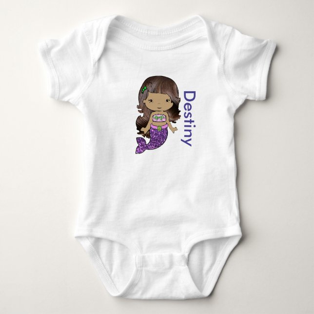 Personalised Mermaid Baby One Piece Tshirt (Front)
