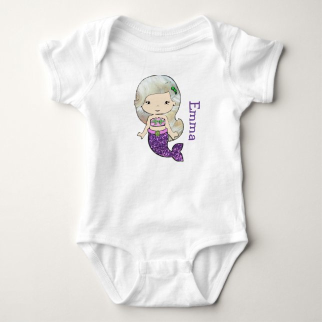 Personalised Mermaid Baby One Piece Tshirt (Front)