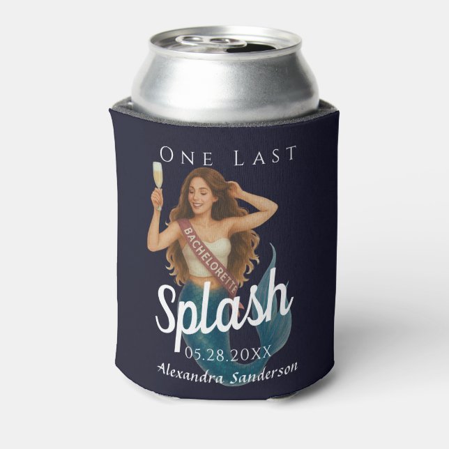 personalised mermaid bachelorette Beach Can Cooler (Can Back)
