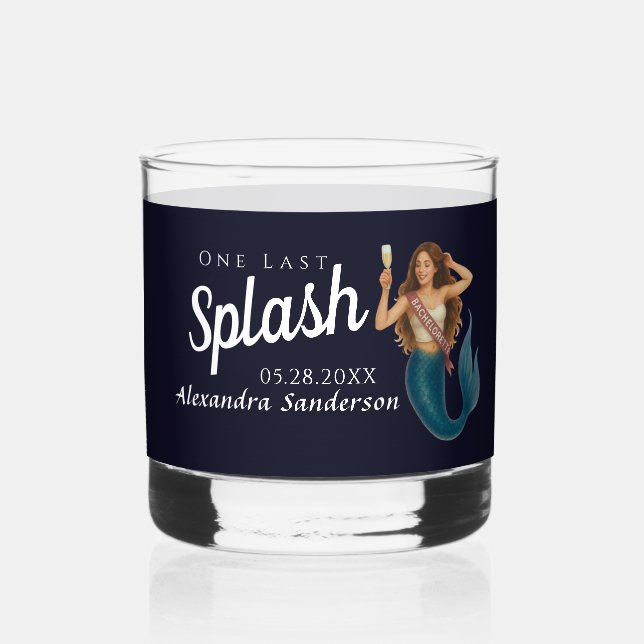 personalised mermaid bachelorette  whiskey glass (Front)