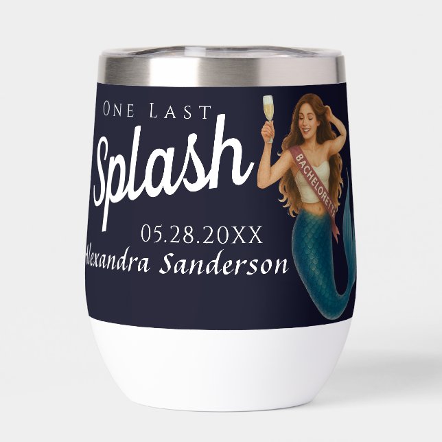 personalised mermaid bachelorette wine glass (Back)
