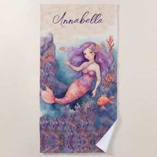 Personalised Mermaid Beach Towel