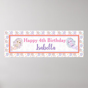 Personalised  Mermaid Birthday Banner Poster
