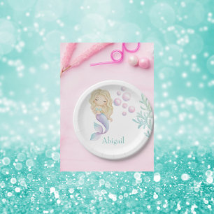 Personalised Mermaid Birthday Party Paper Plate
