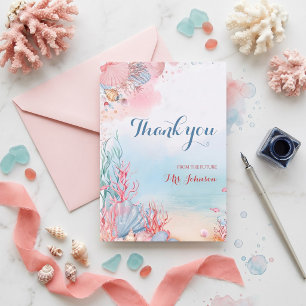 Personalised Mermaid Bridal Shower Thank You Card