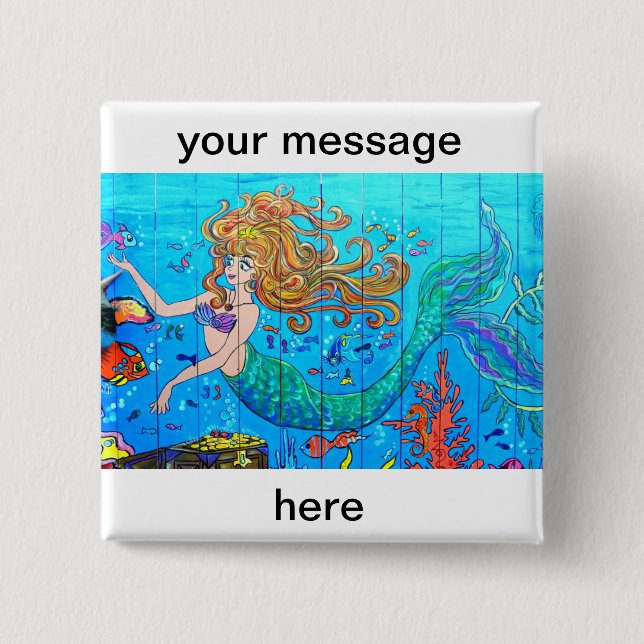 personalised mermaid button (Front)