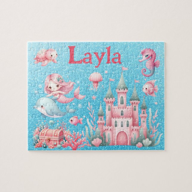 Personalised Mermaid Child Name Puzzle  (Horizontal)