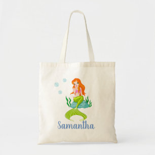 Personalised Mermaid Custom Name Girl's Tote Bag