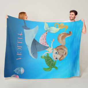 Personalised Mermaid Fleece Blanket