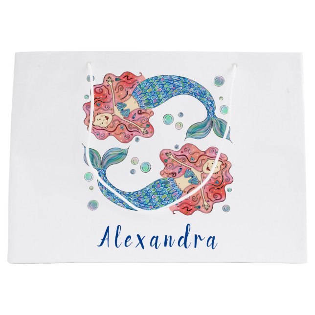 Personalised Mermaid Large Gift Bag (Front)