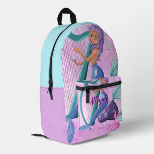 Personalised Mermaid Lavender/Azure Printed Backpack