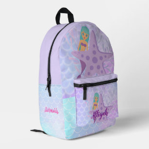 Personalised Mermaid Light Purple Printed Backpack